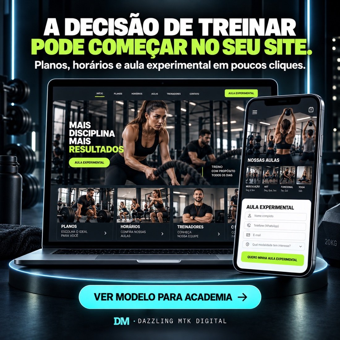 Modelo realista de site para academia