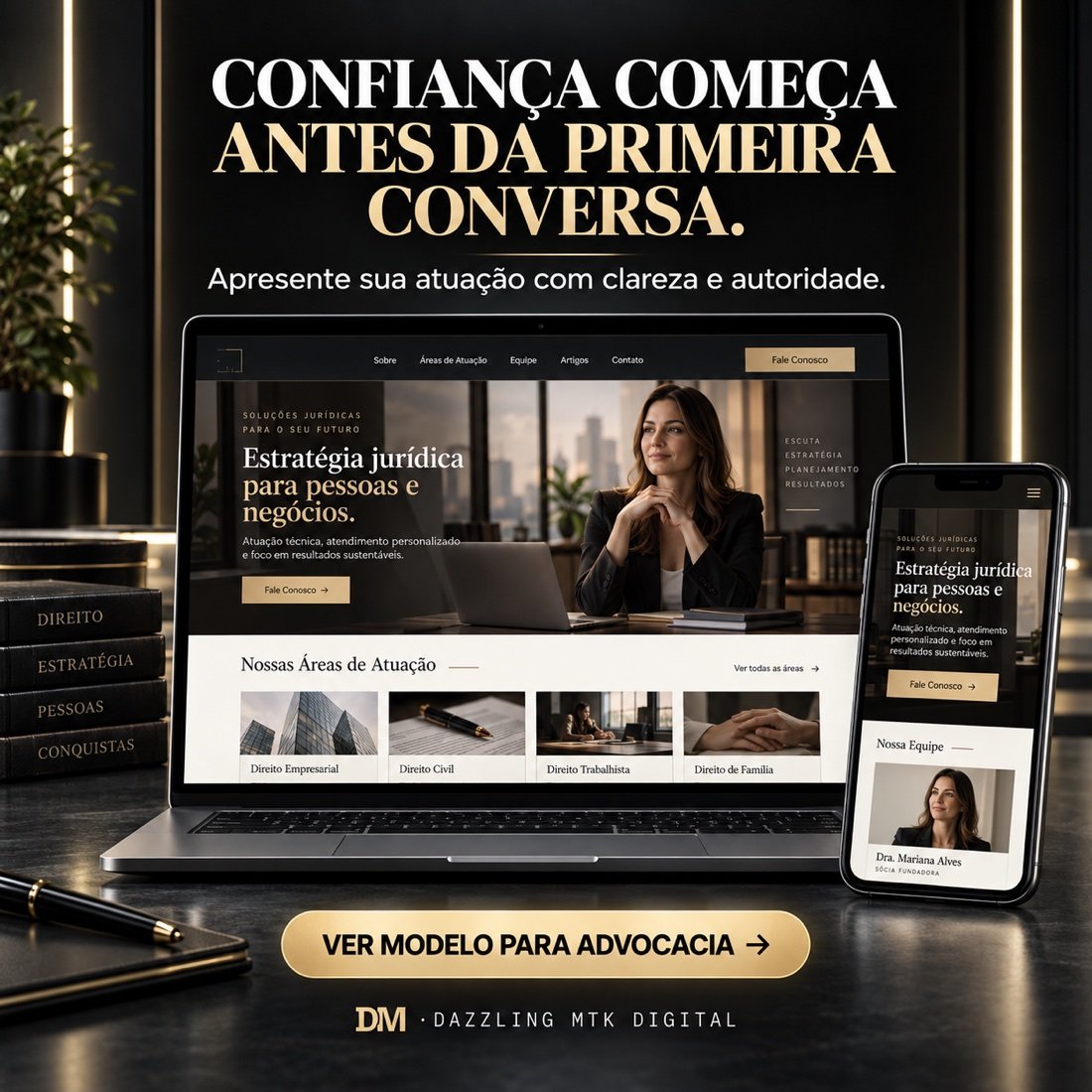Modelo realista de site para escritório de advocacia