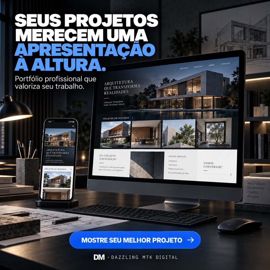 Modelo realista de portfólio para arquitetura